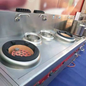 不锈钢厨房设备食堂燃气商用双温双炒灶