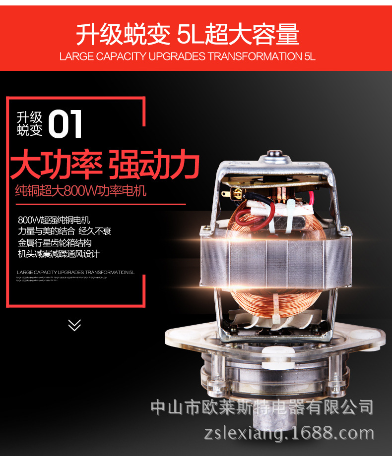 欧莱斯特510绞肉机商用大容量电动碎肉机搅拌辣椒切菜料理机