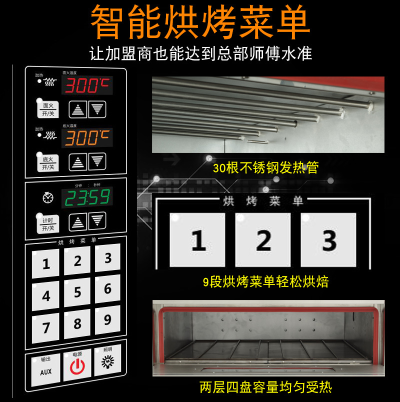 共好 月饼电烤箱商用 二层四盘智能电烤箱 电烘炉两层面包烤箱