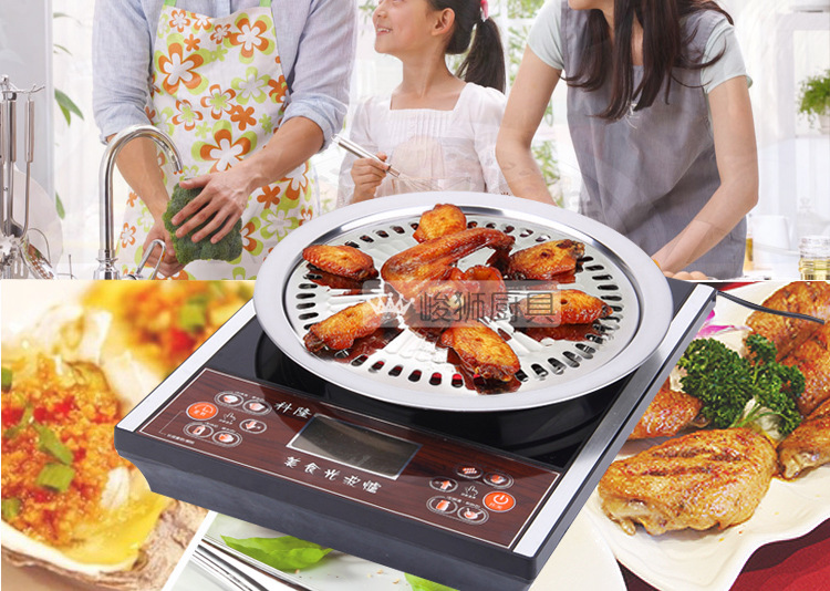 不锈钢盘子不粘肉烧烤盘 韩式户外便携式烧烤烘焙电烧烤盘