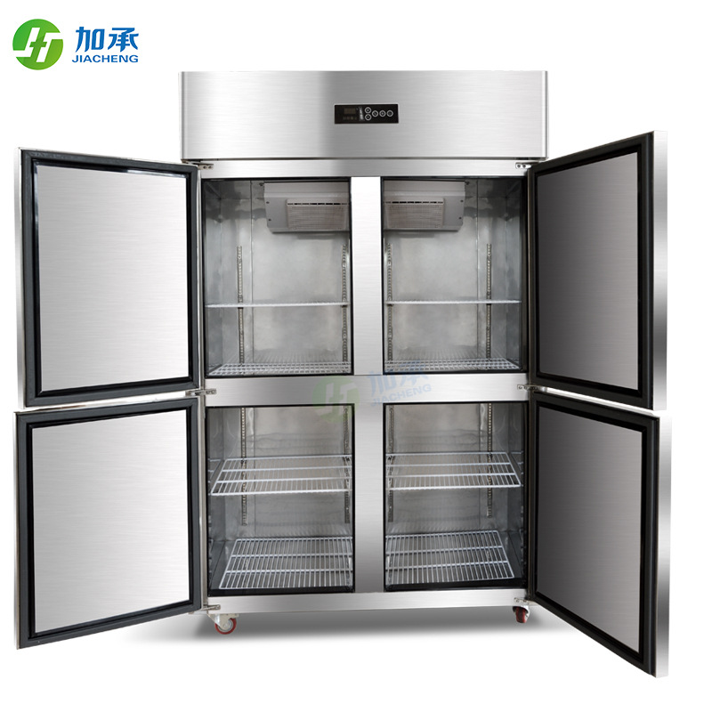 加承不锈钢厨房冷冻柜 商用厨房冷柜 餐厅速冻柜四门立式冰柜风冷