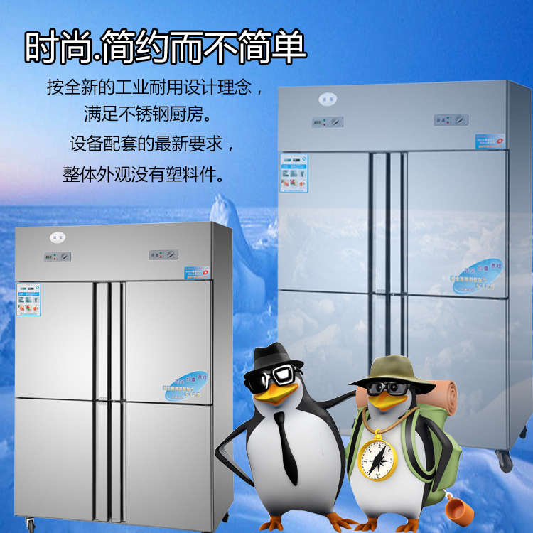 盛宝四门双机单温冷冻4门冰柜四门冷冻冰箱大型商用冷柜厨房餐厅