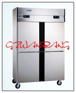 不锈钢四门冷柜、冷冻冷藏柜、商用双机双温冷柜、立式冰柜