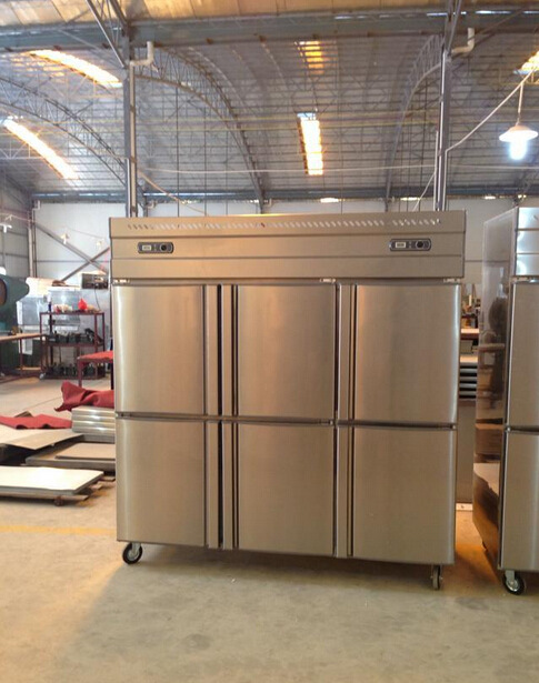 1600L六门双温风冷冷柜商用快速厨房保险立式不锈钢冰柜