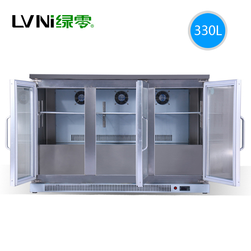 LVNI 三门风冷吧台柜 桌上型啤酒展示冷藏柜 商用保鲜展示冰柜