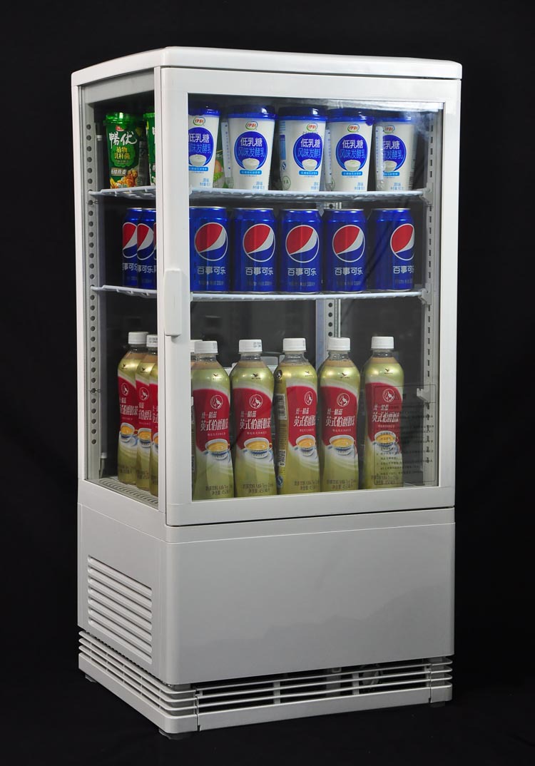 供应78L四面玻璃冷藏展示柜立式冷藏柜保鲜柜单门冷柜