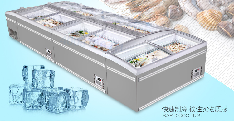 直冷无霜组合岛柜速冻超市卧式保鲜冰柜商用冷冻冷藏丸饺子展示柜