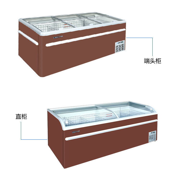 风冷无霜组合岛柜速冻超市卧式保鲜冰柜商用冷冻冷藏丸饺子展示柜