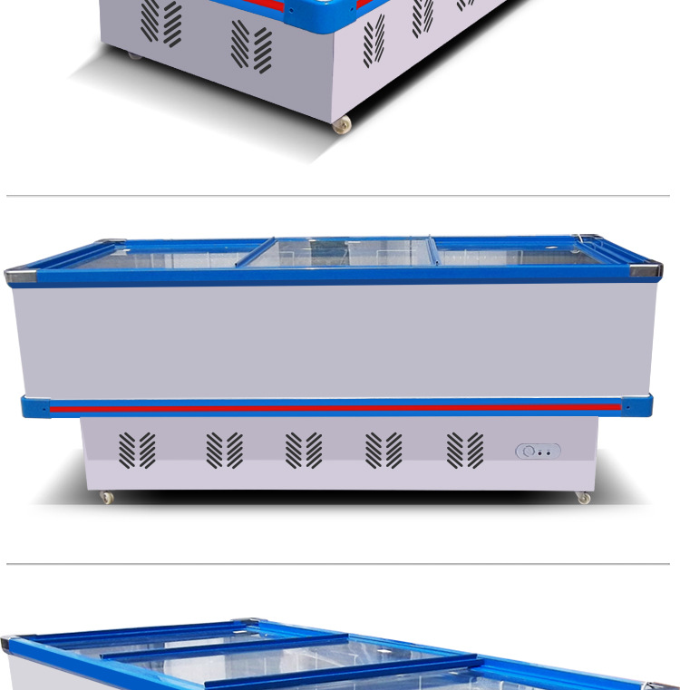 睿美岛柜展示柜商用卧式冰柜玻璃门双机冷冻速冻冰箱超市海鲜展柜