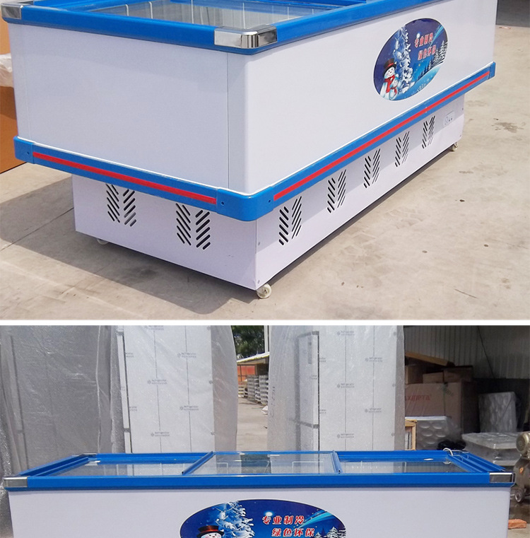 睿美岛柜展示柜商用卧式冰柜玻璃门双机冷冻速冻冰箱超市海鲜展柜