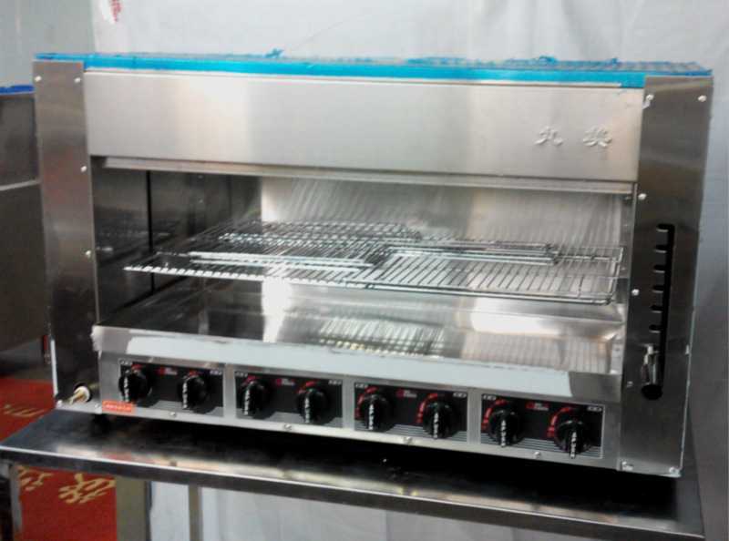 2014 热款丸美牌商用烤鱼炉 8头燃气红外线面火炉 上火下烤式烤箱