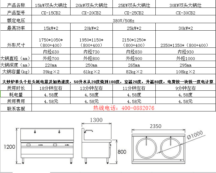 饭店专用厨房设备商用电磁炉大功率双头大锅灶不锈钢设备厂家直销