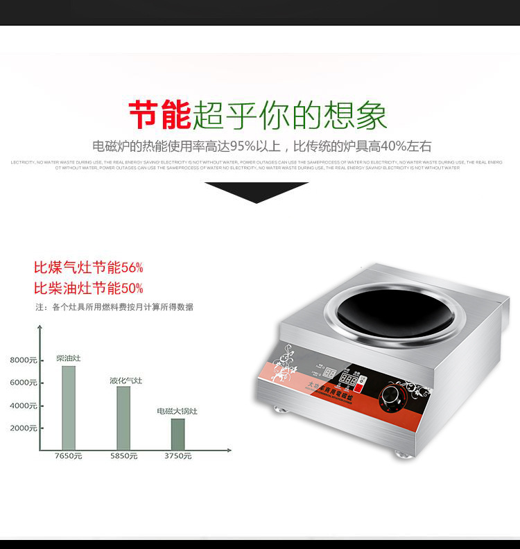 厂家直销商用电磁炉5000W凹面大功率猛火爆炒炉台式节能5KW电磁灶