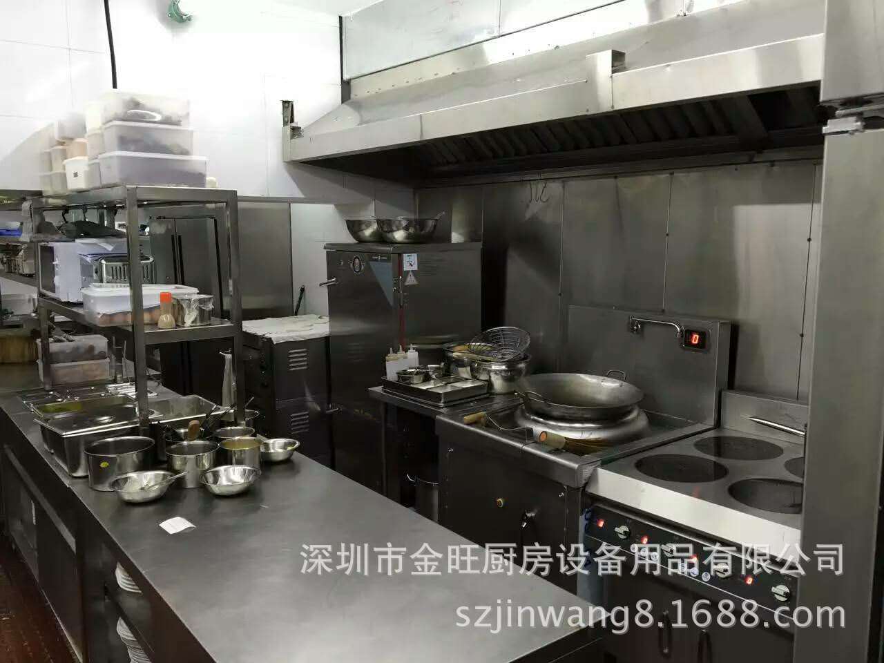 深圳商用厨房设备厂家 饭店厨房工程安装 不锈钢烟罩定制